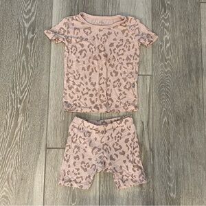 Light pink leopard bamboo Kyte Baby two piece pajamas set